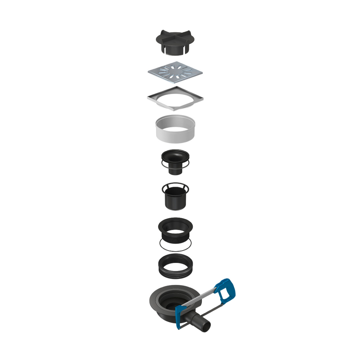 Wedi Fundo point drain horizontal Mini Max DN 40 square